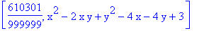 [610301/999999, x^2-2*x*y+y^2-4*x-4*y+3]